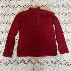 Patagonia Men's Quater Zip-Up Better Sweater in Rich Red And Black Undertones